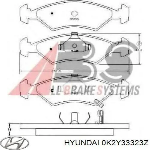 0K2Y33323Z Hyundai/Kia pastillas de freno delanteras