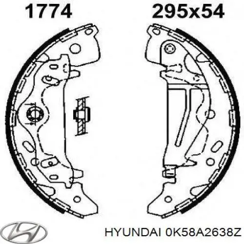 0K58A2638Z Hyundai/Kia zapatas de frenos de tambor traseras