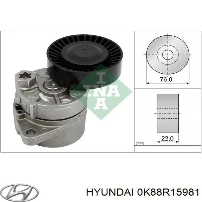 0K88R15981 Hyundai/Kia tensor de correa, correa poli v