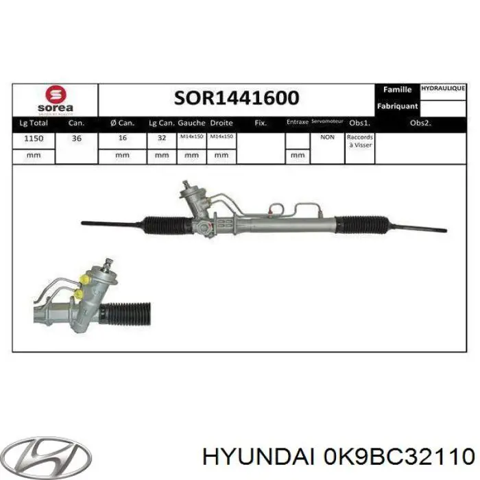  Cremallera de dirección para KIA Clarus GC