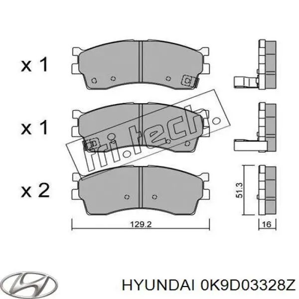 0K9D03328Z Hyundai/Kia pastillas de freno delanteras