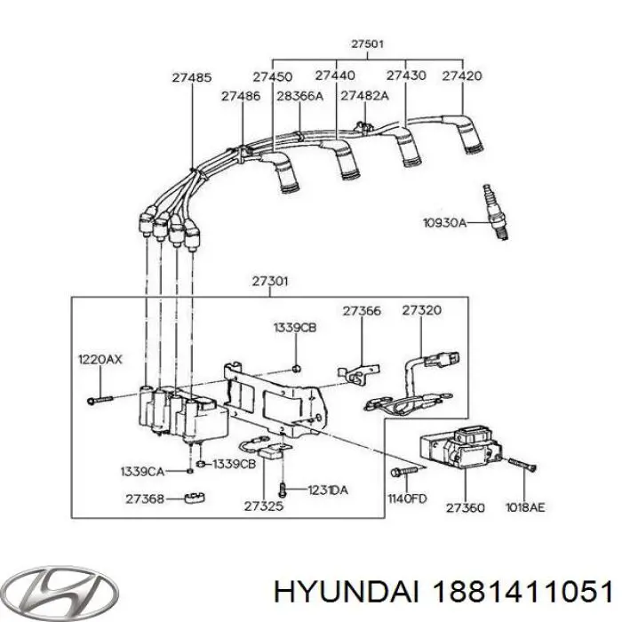 1881411051 Hyundai/Kia bujía de encendido