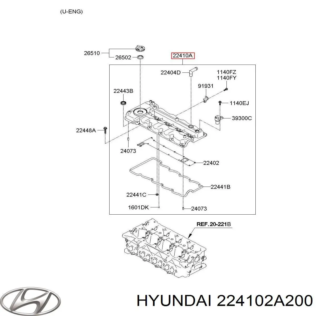 224102A200 Hyundai/Kia tapa de culata