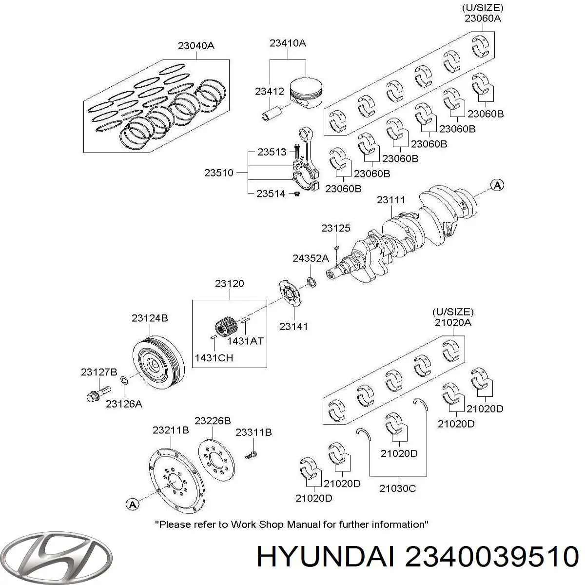  Pistón completo para 1 cilindro, STD para Hyundai Terracan HP