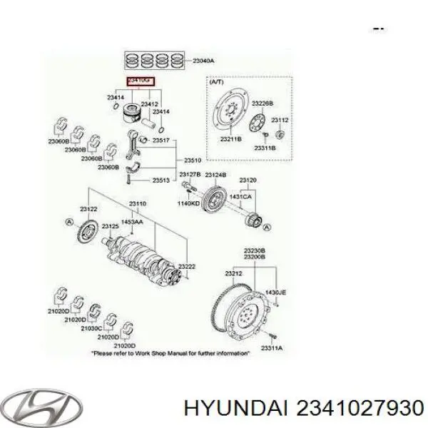  Pistón con bulón sin anillos, STD para Hyundai Santa Fe 1 