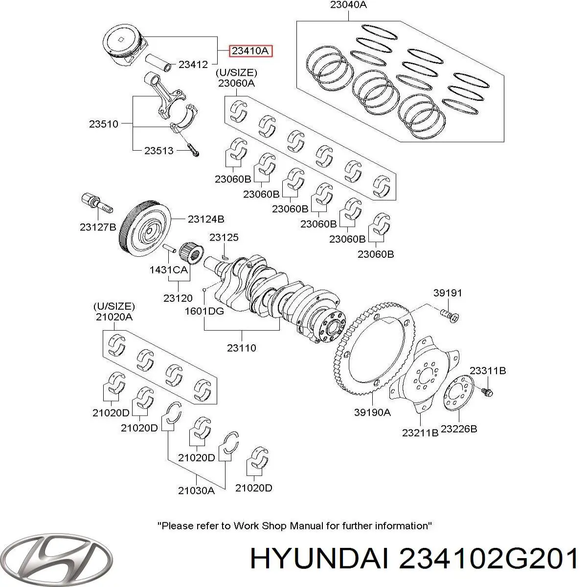  Pistón con bulón sin anillos, STD para Hyundai Tucson TM