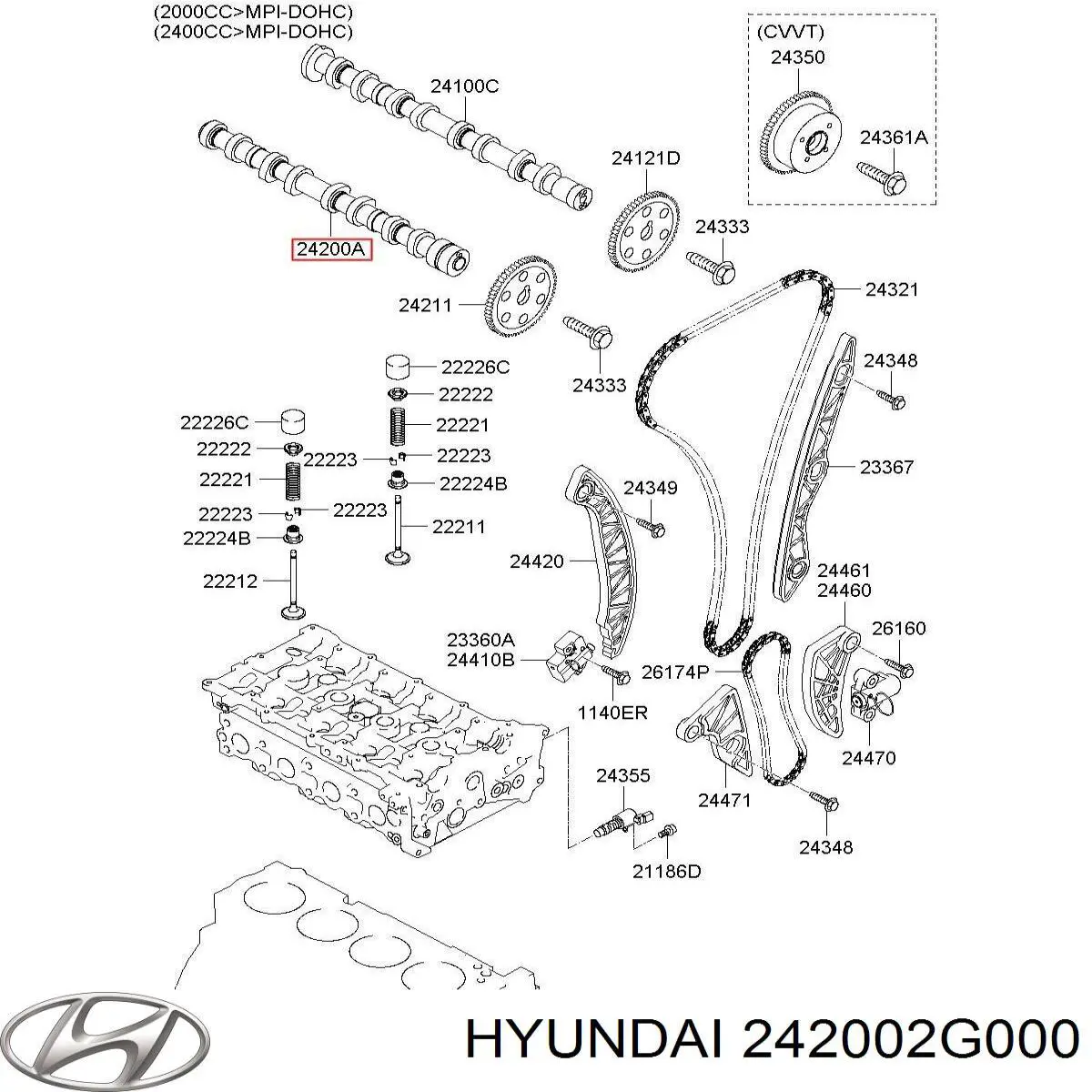  Árbol de levas escape para Hyundai Santa Fe 2 