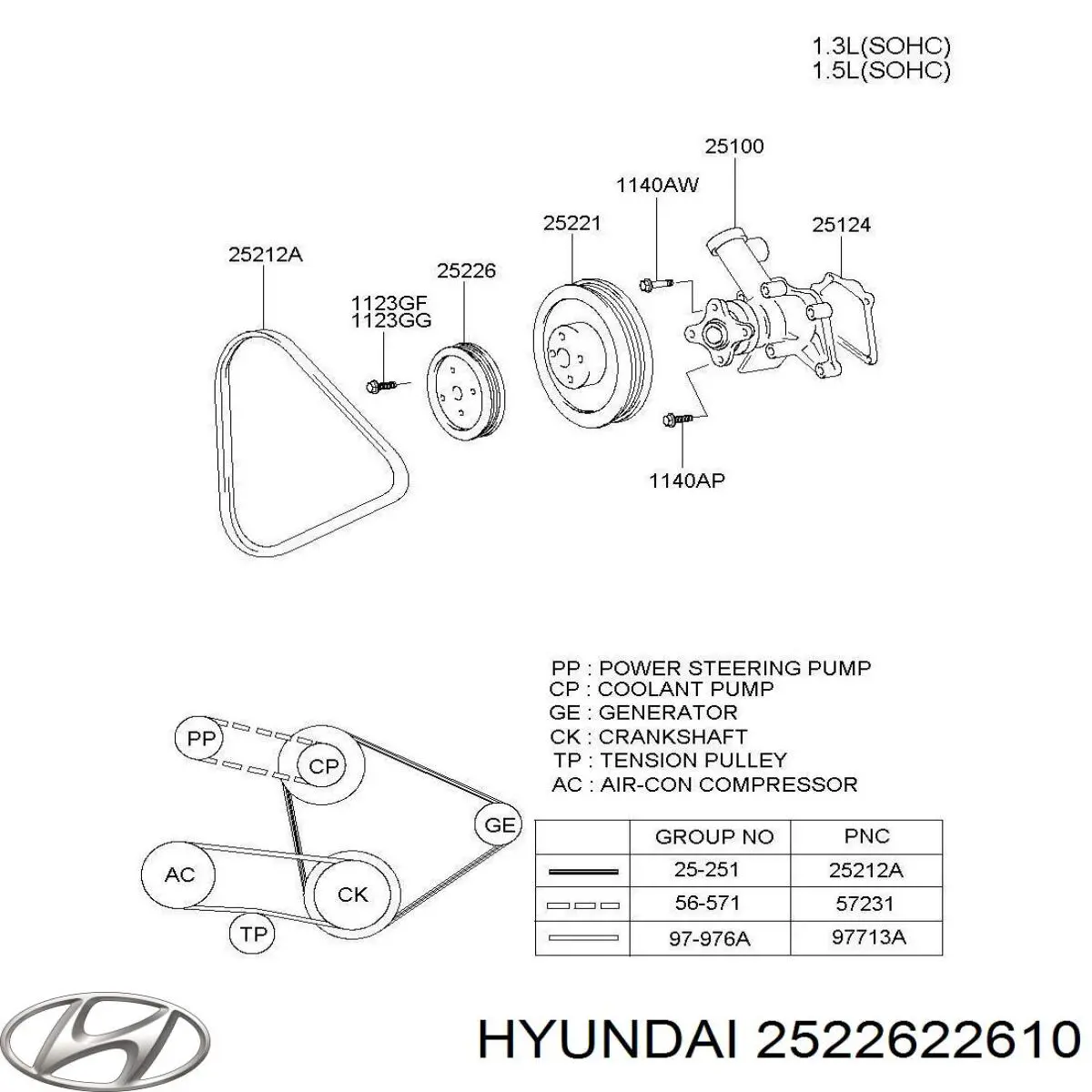 2522622610 Hyundai/Kia polea, servobomba