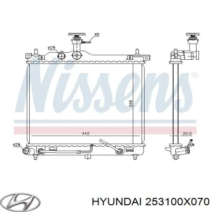 253100X070 Hyundai/Kia radiador refrigeración del motor