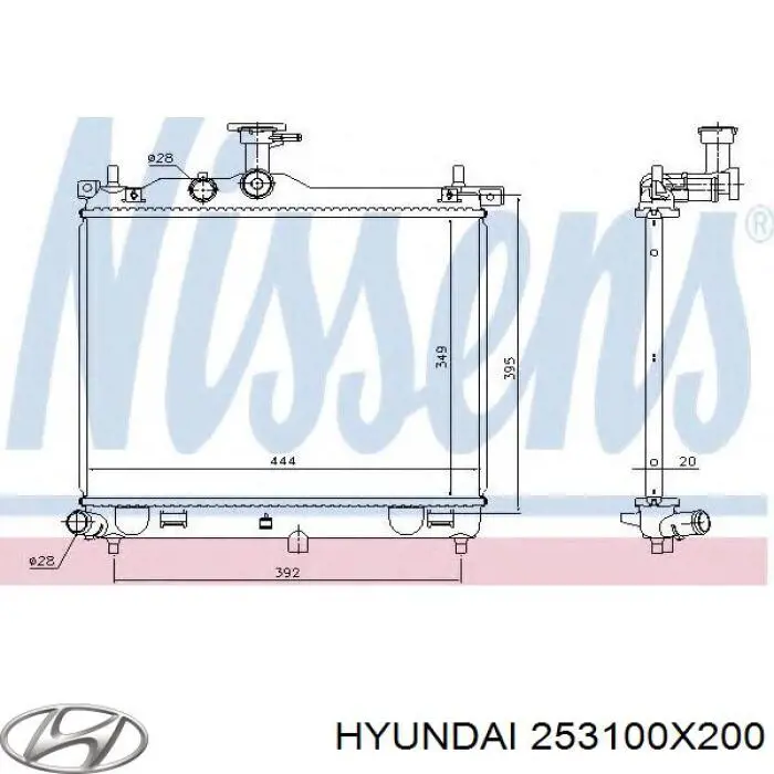 253100X200 Hyundai/Kia radiador refrigeración del motor