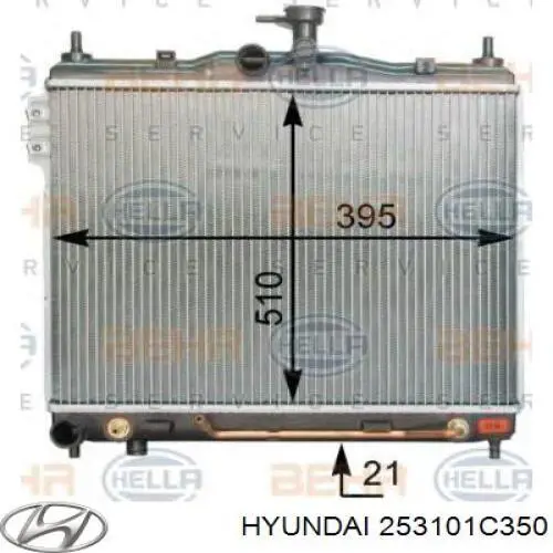 253101C350 Hyundai/Kia radiador refrigeración del motor