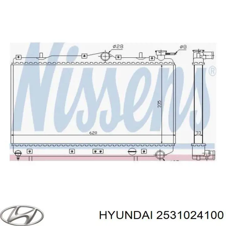 2531024100 Hyundai/Kia radiador refrigeración del motor