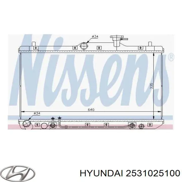 2531025100 Hyundai/Kia radiador refrigeración del motor