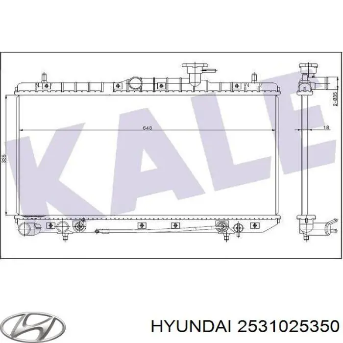 2531025350 Hyundai/Kia radiador refrigeración del motor