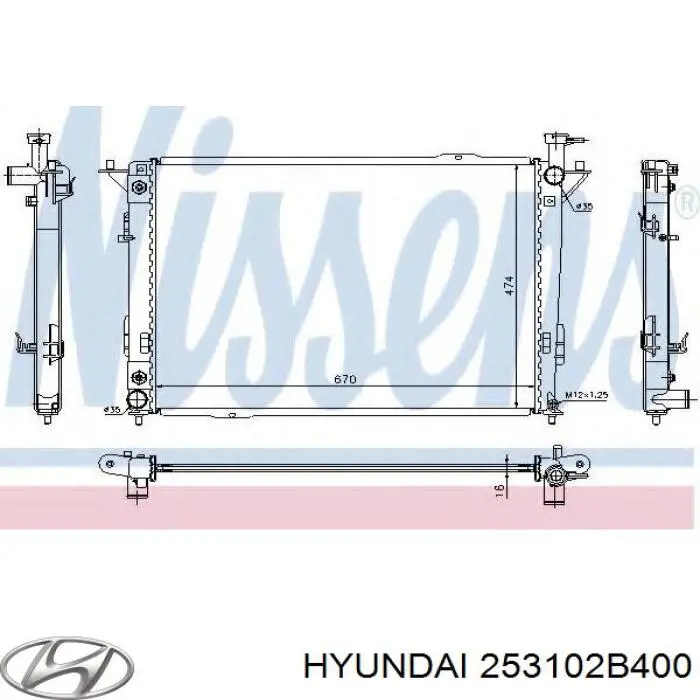 253102B400 Hyundai/Kia radiador refrigeración del motor