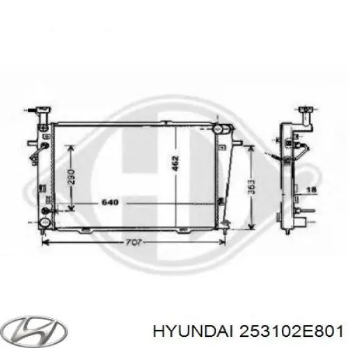 253102E801 Hyundai/Kia radiador refrigeración del motor