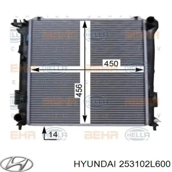 253102L600 Hyundai/Kia radiador refrigeración del motor