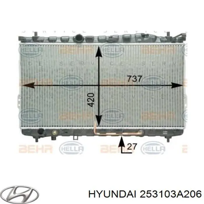 253103A206 Hyundai/Kia radiador refrigeración del motor