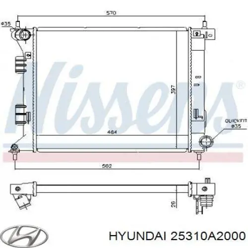 25310A2000 Hyundai/Kia radiador refrigeración del motor