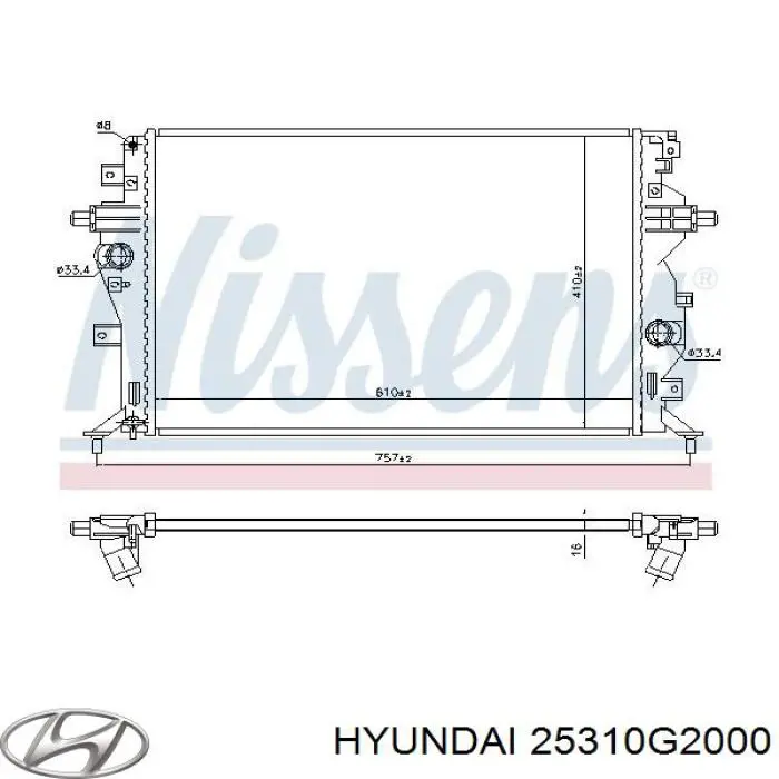  Radiador refrigeración del motor para Hyundai IONIQ AE