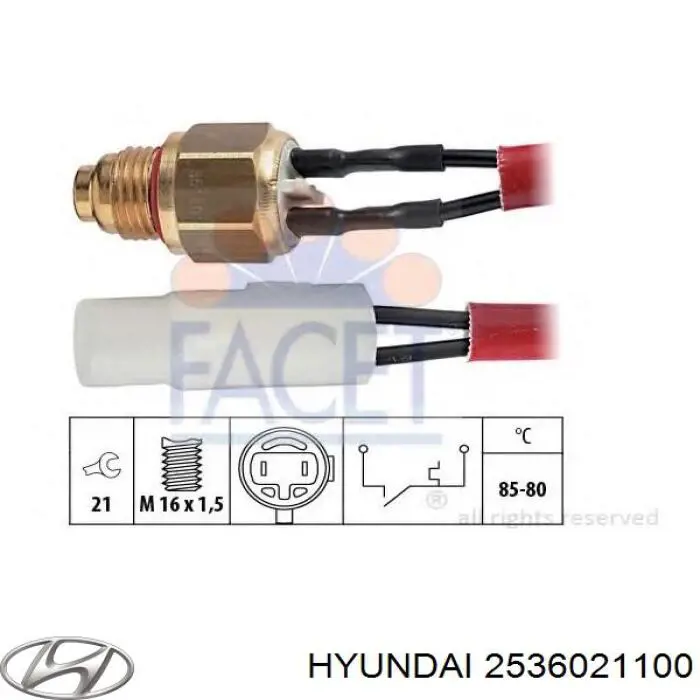 25360-21100 Hyundai/Kia sensor, temperatura del refrigerante (encendido el ventilador del radiador)