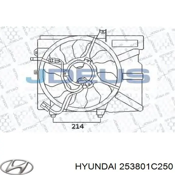 253801C250 Hyundai/Kia difusor de radiador, ventilador de refrigeración, condensador del aire acondicionado, completo con motor y rodete