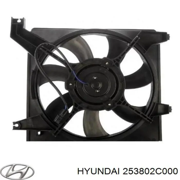 253802D001 Hyundai/Kia difusor de radiador, ventilador de refrigeración, condensador del aire acondicionado, completo con motor y rodete