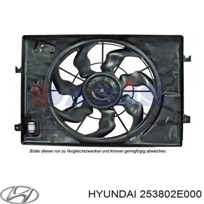 253802E000 Hyundai/Kia difusor de radiador, ventilador de refrigeración, condensador del aire acondicionado, completo con motor y rodete