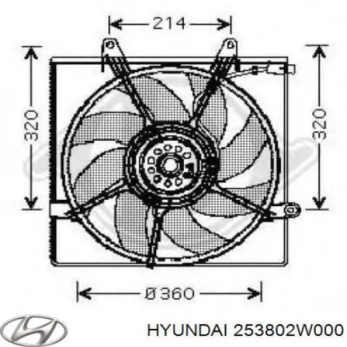  Ventilador (rodete +motor) refrigeración del motor con electromotor completo para Hyundai Santa Fe 2 