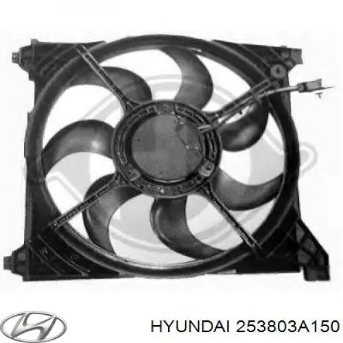 253803A150 Hyundai/Kia difusor de radiador, ventilador de refrigeración, condensador del aire acondicionado, completo con motor y rodete