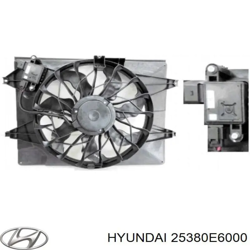 25380E6000 Hyundai/Kia difusor de radiador, ventilador de refrigeración, condensador del aire acondicionado, completo con motor y rodete