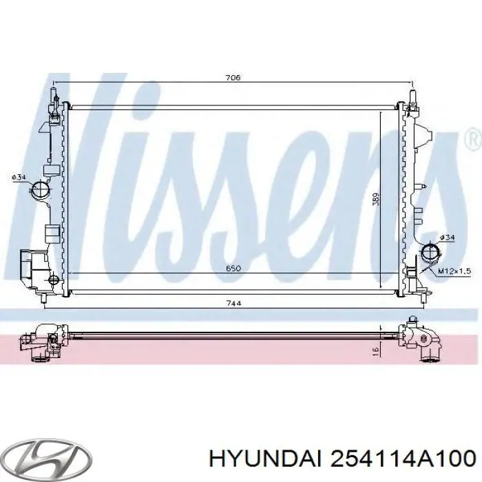 254114A100 Hyundai/Kia tubería de radiador arriba