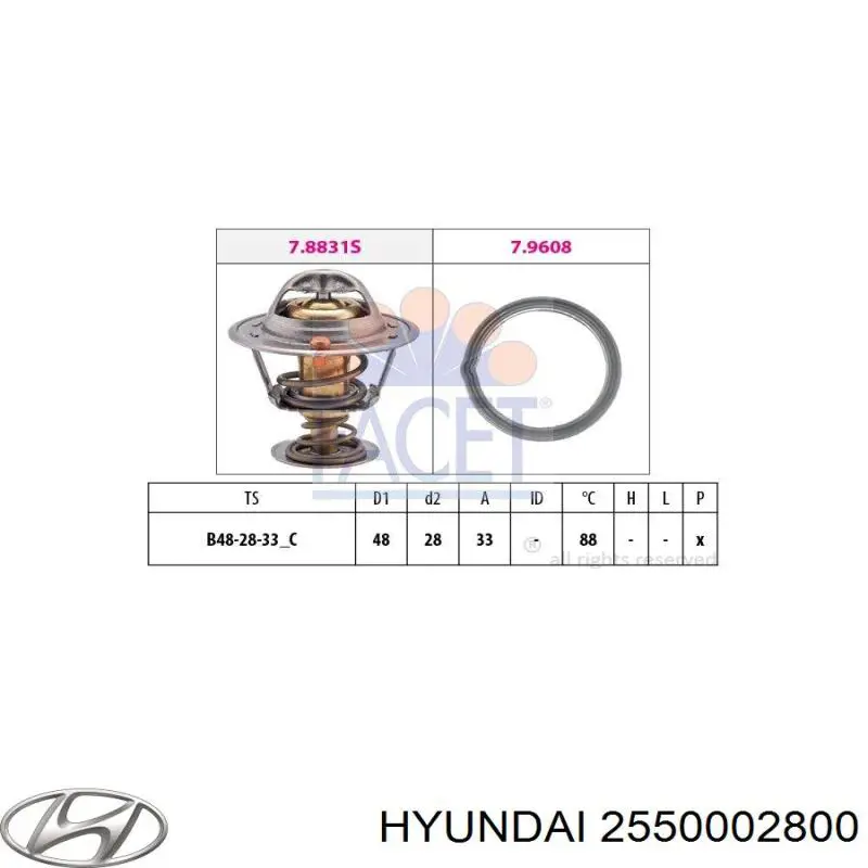 2550002800 Hyundai/Kia termostato, refrigerante