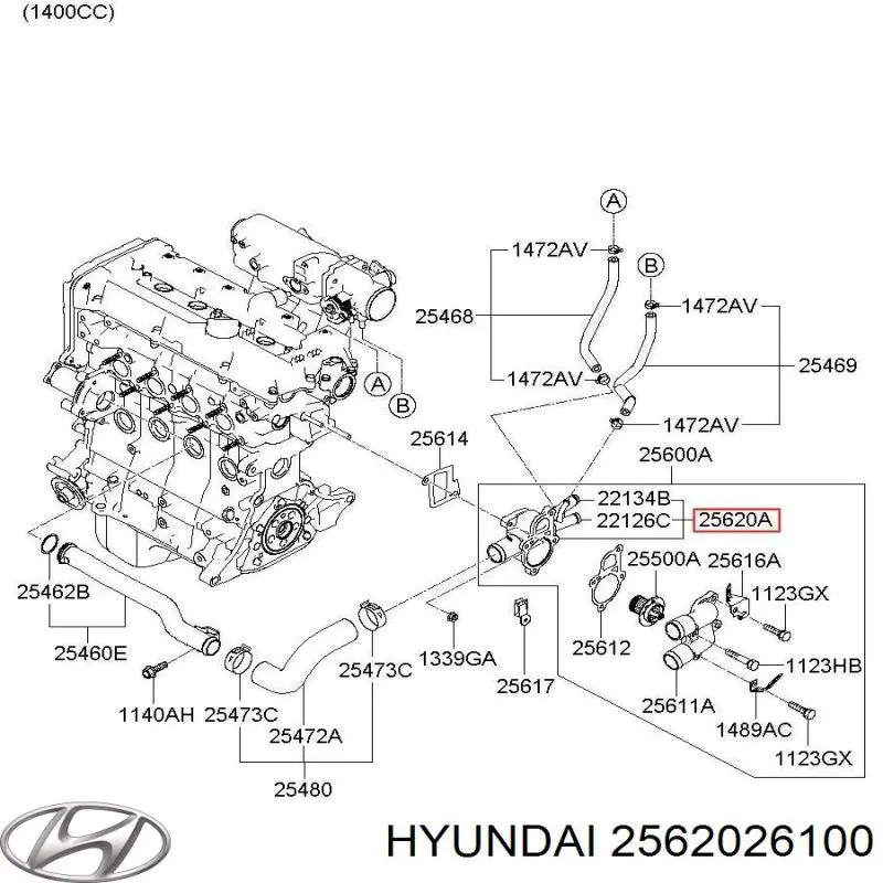  Caja del termostato para Hyundai Getz 