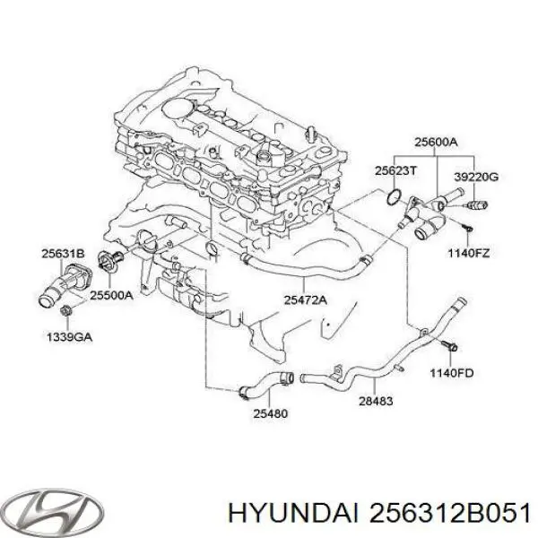  Tapa de termostato para Hyundai SOLARIS SBR11