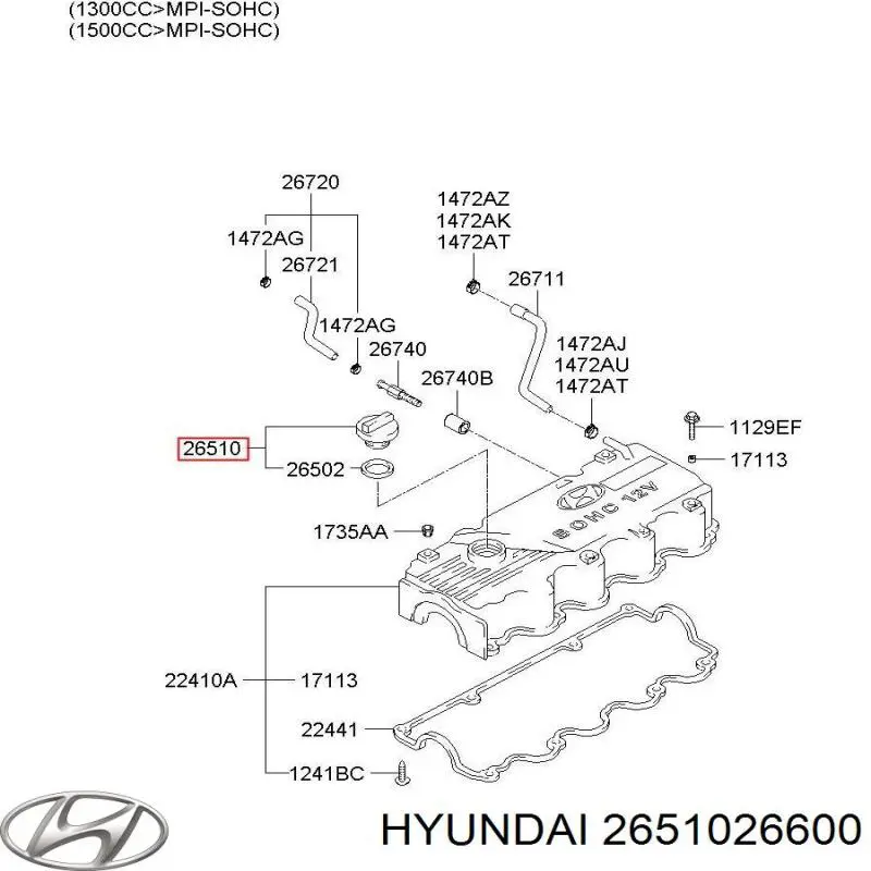  Tapa de tubo de llenado de aceite para KIA Soul 1 