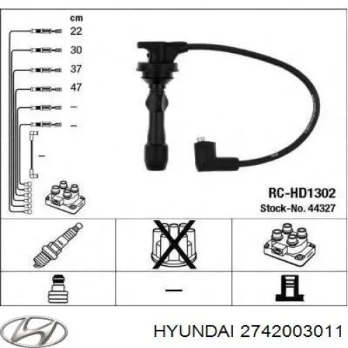 2742003011 Hyundai/Kia cable de encendido, cilindro №1, 4