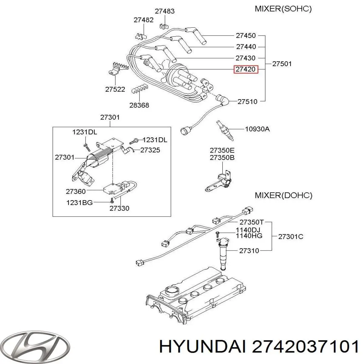 2742037101 Hyundai/Kia juego de cables de encendido