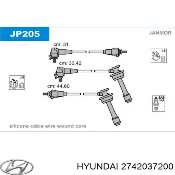 2742037200 Hyundai/Kia juego de cables de encendido