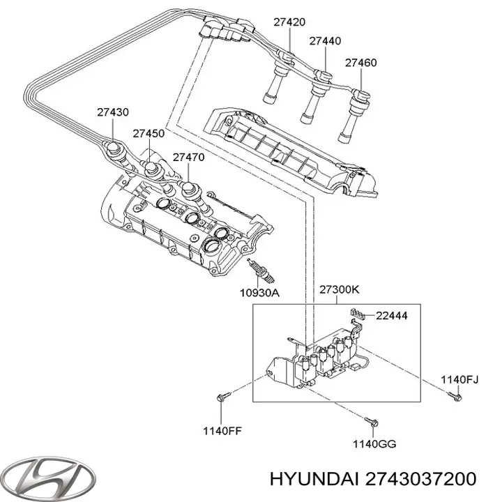 2743037200 Hyundai/Kia juego de cables de encendido