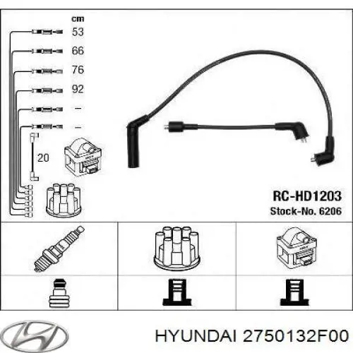 2750132F00 Hyundai/Kia juego de cables de encendido