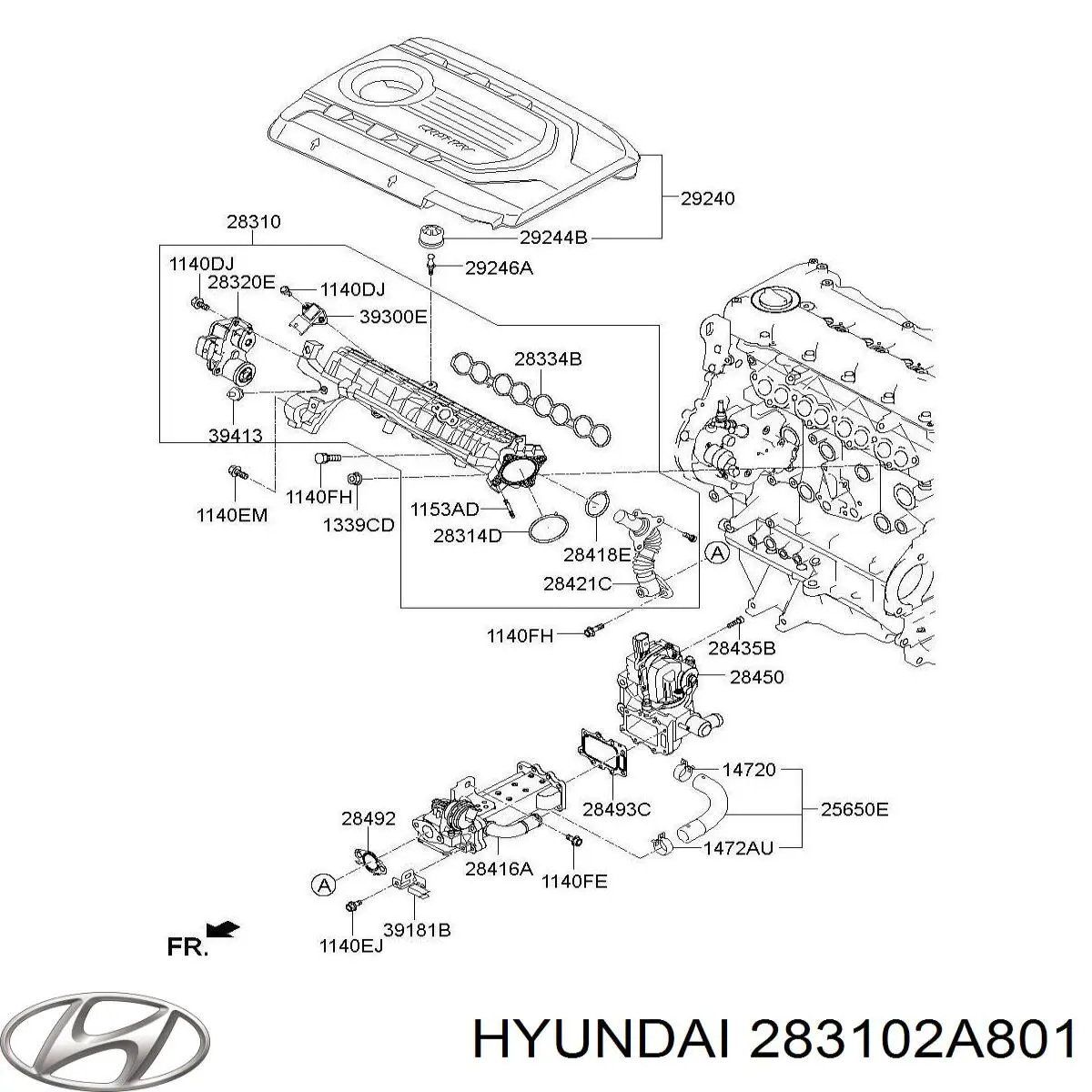  Colector de admisión, suministro de aire para Hyundai I40 VF