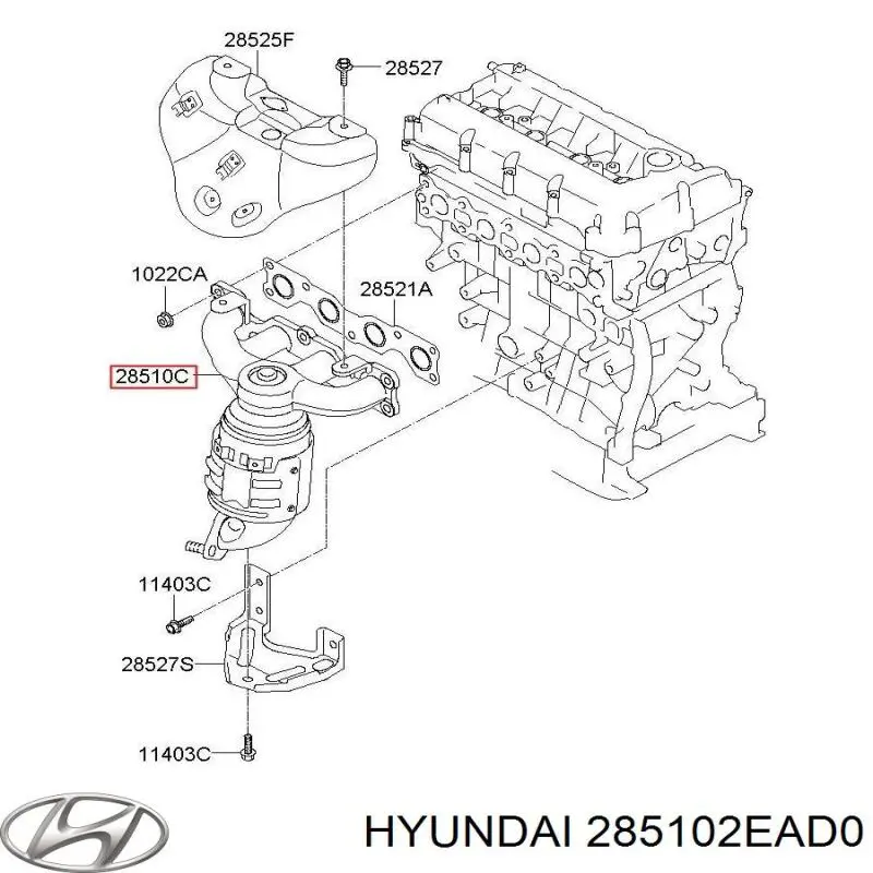 285102EAD0 Hyundai/Kia colector de escape, sistema de escape