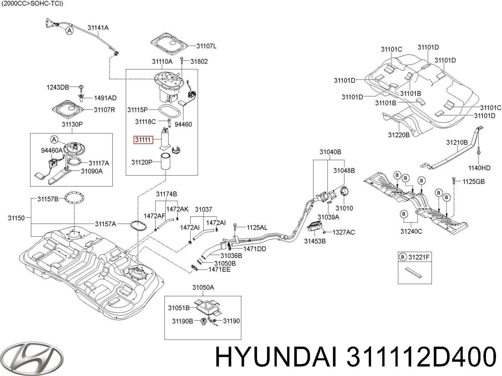  Bomba de combustible eléctrica sumergible para Hyundai Matrix FC