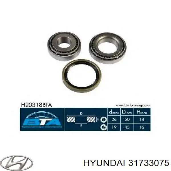 31733075 Hyundai/Kia cojinete de rueda trasero exterior