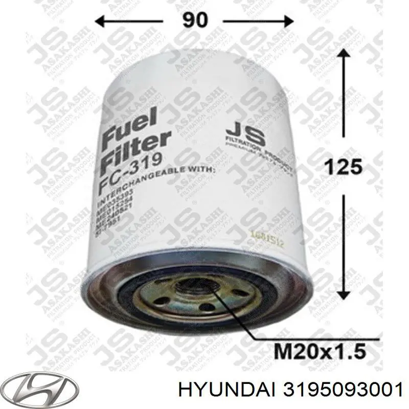 3195093001 Hyundai/Kia filtro combustible