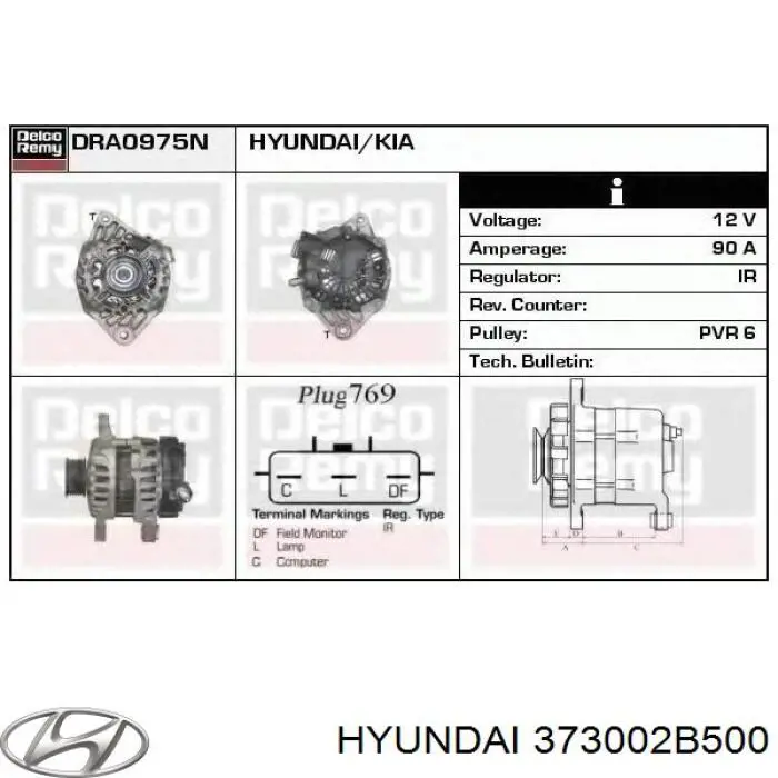 373002B500 Hyundai/Kia alternador