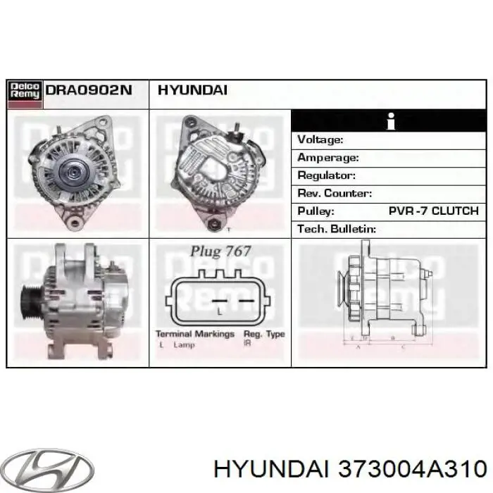 373004A310 Hyundai/Kia alternador