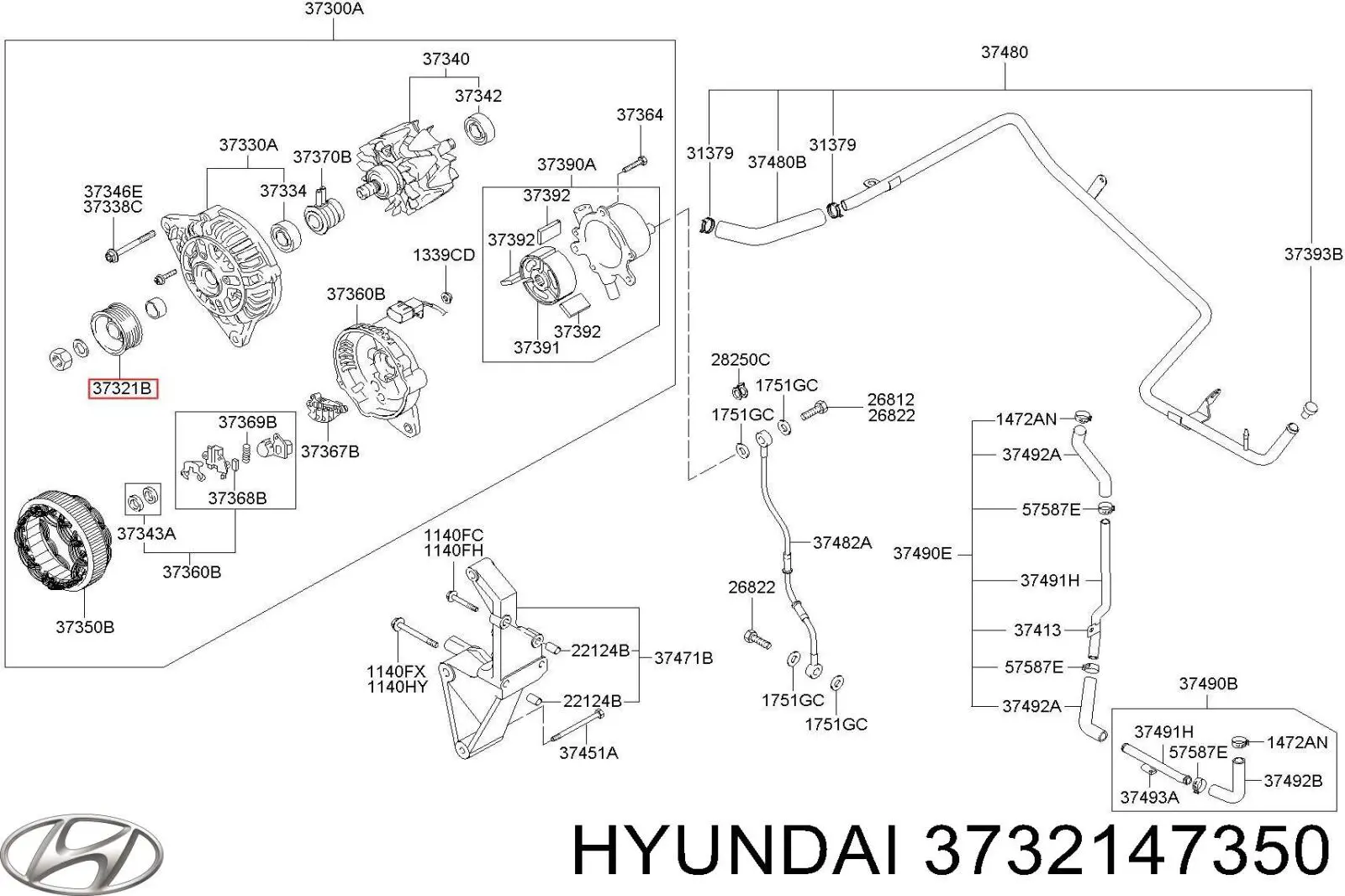 3732147350 Hyundai/Kia poleas juego de piezas