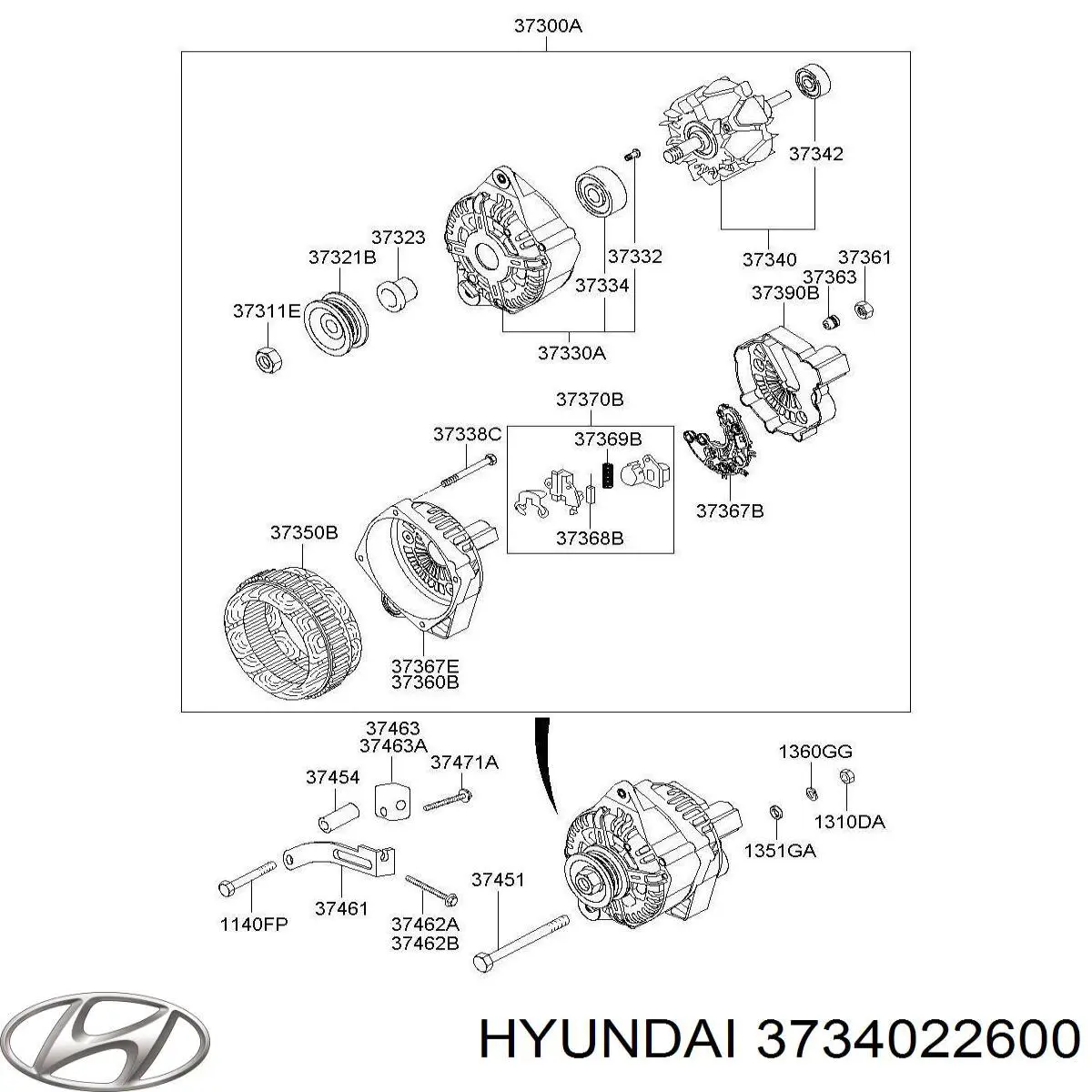  Rotor, alternador para Hyundai I10 PA